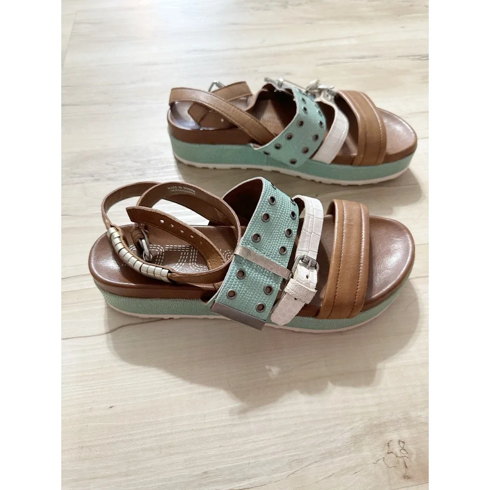 MJUS Ankle Strap Leather Platform Sandals Size 39EU/ 9US‎